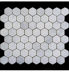 Carrara Hexagon Tumbled Marble Mosaic Tiles 73x73