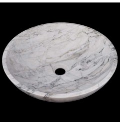 Persian White Honed Round Basin Marble 2923