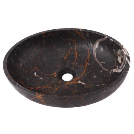 Black & Gold Honed Oval Basin Marble 2838