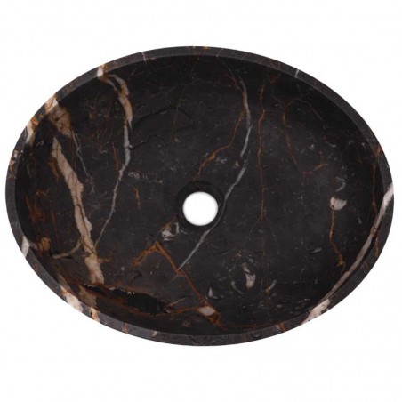 Black & Gold Honed Oval Basin Marble 2931