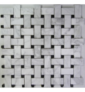 Basket Weave Mosaic|Carrara Nero Marquina Honed