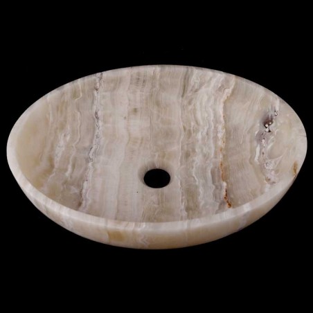 Pearl White Onyx Honed Oval Basin 3424