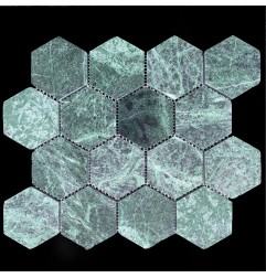 Verde Alpi Green Hexagon Honed Marble Mosaic Tiles 70x70