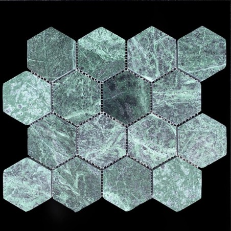 Verde Green Hexagon Honed Marble Mosaic Tiles 70x70