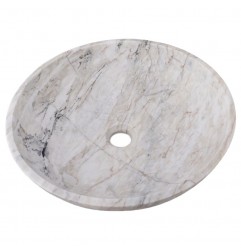 Persian White Honed Round Basin Marble 3475