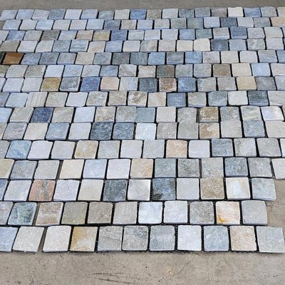 Heritage Gold Natural Split Brick Pattern Quartz Cobblestone Melb