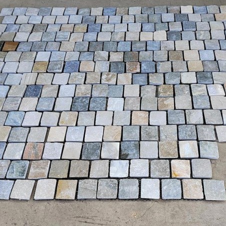 Heritage Gold Natural Split Brick Pattern Quartz Cobblestone Melb