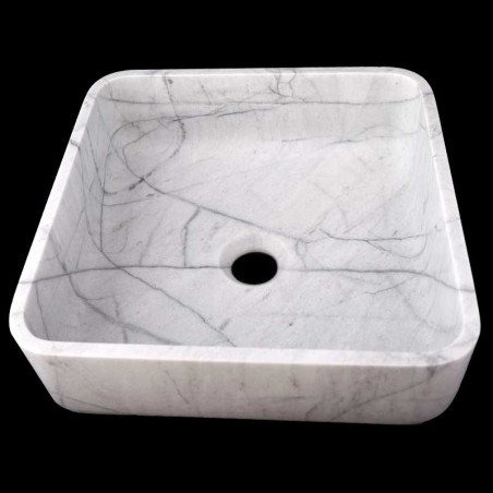 Persian White Honed  Square Basin Marble 3466