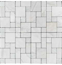 Bianca Luminous Mini French Pattern Tumbled Marble Mosaic Tiles