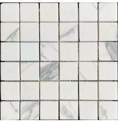 Calacatta Statuario Square Honed Marble Mosaic Tiles 48x48