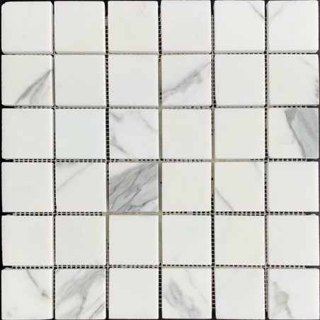 Calacatta Statuario Square Honed Marble Mosaic Tiles 48x48