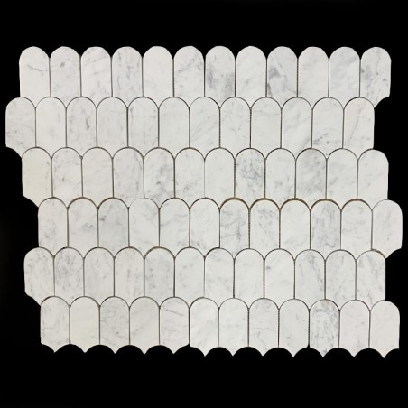 Carrara Arch/Long Fish Scale Honed Marble Mosaic Tiles