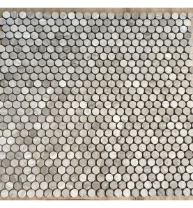 Serpeggiante Bianco Penny Round Honed Limestone Mosaic Tiles 23x23