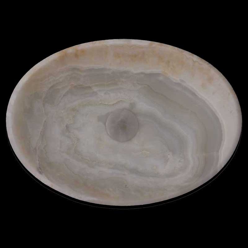 Green Onyx Honed Oval Concave Design Basin 3899 With Matching Pop-Up Waste
