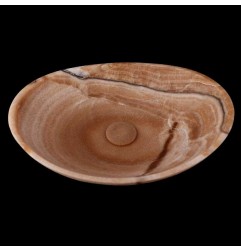 Chocolate Onyx Honed Oval Concave Design Basin 3904 With Matching Pop-Up Waste