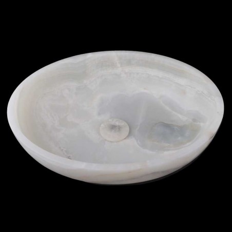 white Onyx Honed Oval Basin 3863 With Matching Pop-Up Waste