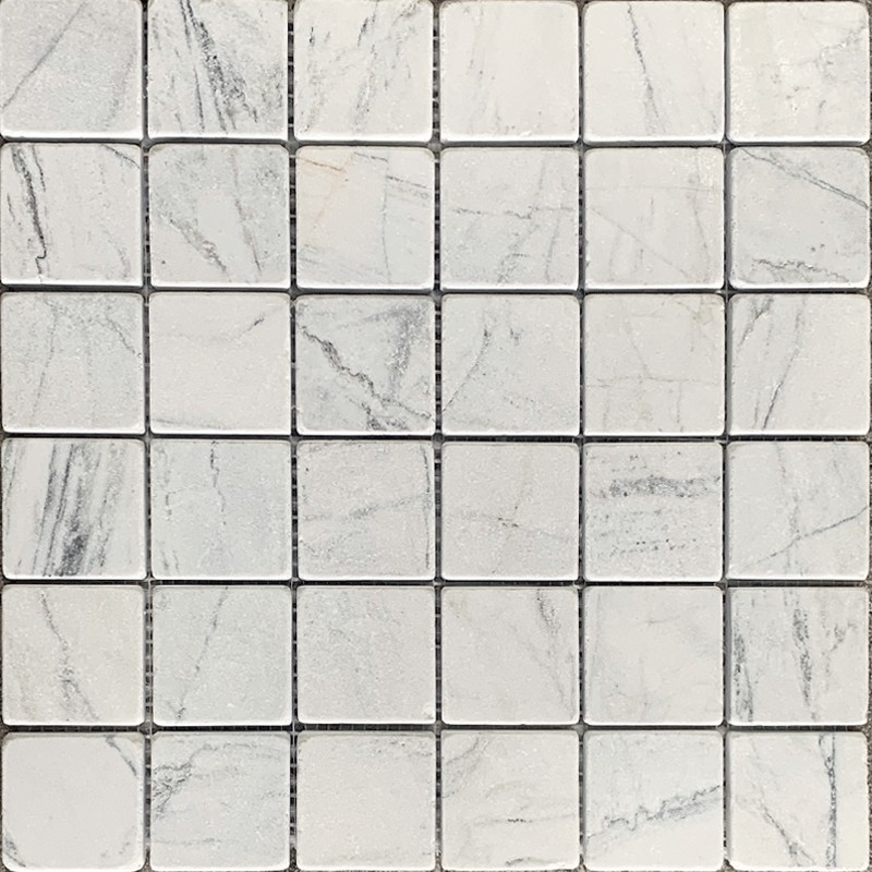 Persian White Tumbled Marble Mosaic Tiles 50x50