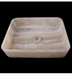 Pearl White Onyx Honed Rectangle Basin 3822 With Matching Pop-Up Waste