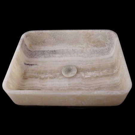 Pearl White Onyx Honed Rectangle Basin 3822 With Matching Pop-Up Waste