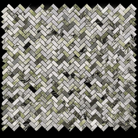 Ice Green Herringbone Honed Marble Mosaic Tiles 15x35