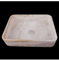 Pearl White Honed Rectangle Basin 3979 With Matching Pop-Up Waste