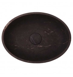 Pietra Grey Honed Oval Basin Limestone 4032 With Matching Pop-Up Waste
