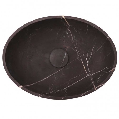 Pietra Grey Honed Oval Basin Limestone 4033 With Matching Pop-Up Waste