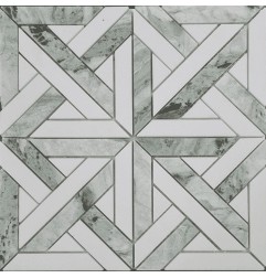 Heritage Parquet Thassos & Imperial Green Honed Marble Mosaic Tiles