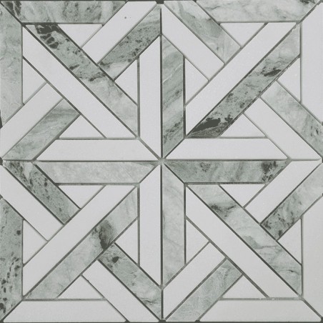 Heritage Parquet Thassos & Imperial Green Honed Marble Mosaic Tiles