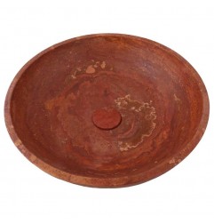Rosso Honed Round Basin Travertine 4055 With Matching Pop-Up Waste