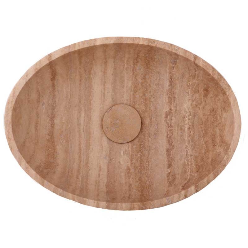 Noce Honed Oval Basin Travertine 4095 With Matching Pop-Up Waste