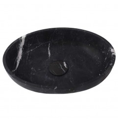 Nero Marquina Honed Oval Basin Marble 4054 With Matching Pop-Up Waste