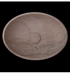 Bianca Perla Honed Oval Basin Limestone 4037 With Matching Pop-Up Waste