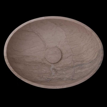 Bianca Perla Honed Oval Basin Limestone 4037 With Matching Pop-Up Waste