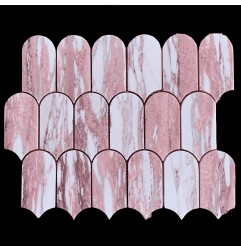 Norwegian Rose Arch/Long Fish Scale Honed Marble Mosaic Tiles