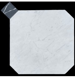 Carrara Octagon &  Nero Square Honed Marble Tiles