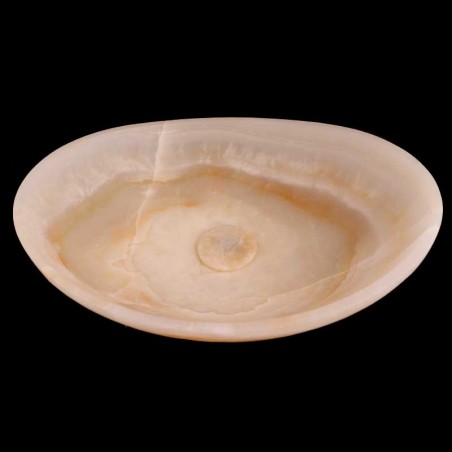 White Onyx Honed Oval Basin Concave Design 4258 With Matching Pop-Up Waste