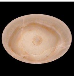 White Onyx Honed Oval Basin Concave Design 4258 With Matching Pop-Up Waste