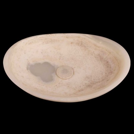 White Onyx Honed Oval Basin Concave Design 4259 With Matching Pop-Up Waste