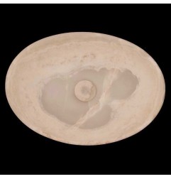 White Onyx Honed Oval Basin Concave Design 4260 With Matching Pop-Up Waste