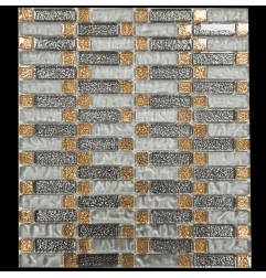 Silver & Gold Strip Glass Mosaic Tiles
