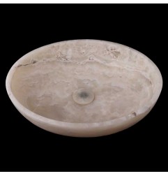 Pearl White Onyx Honed Oval Basin 3997 With Matching Pop-Up Waste