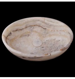 Pearl White Onyx Honed Oval Basin 4000 With Matching Pop-Up Waste