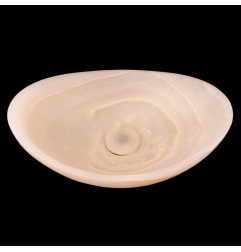 White Onyx Honed Oval Basin Concave Design 4129 With Matching Pop-Up Waste