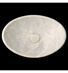 Bianca Luminous Honed Oval Concave Design Basin 4134 With Matching Pop-Up Waste