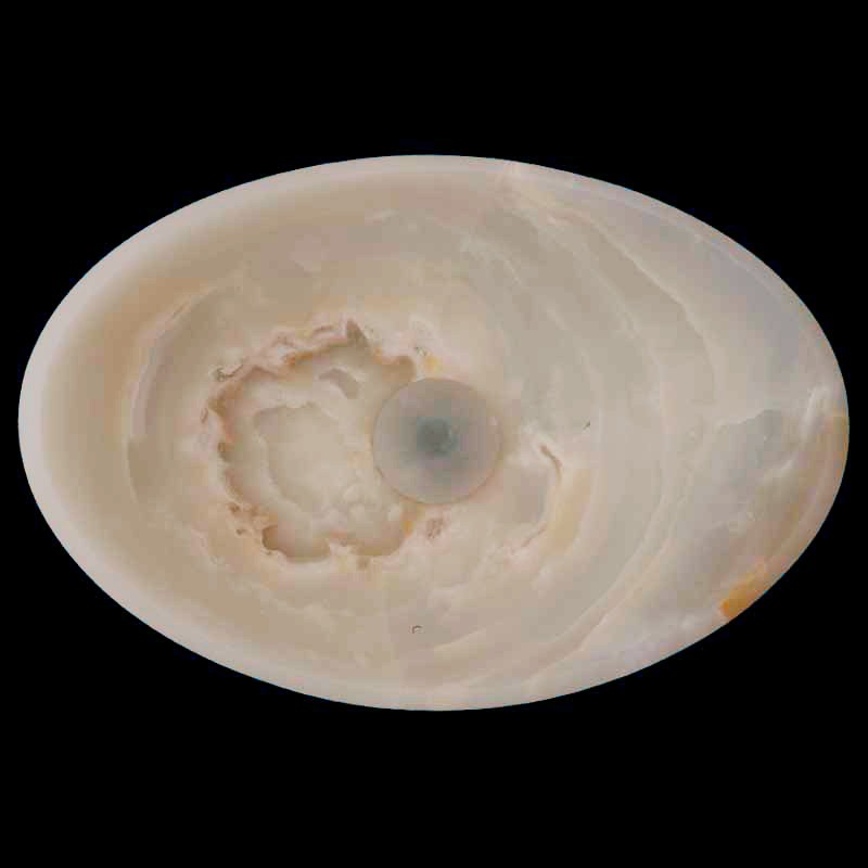 White Onyx Honed Oval Concave Design Basin 4146 With Matching Pop-Up Waste