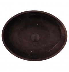 Black & Gold Honed Oval Basin Marble 4096 With Matching Pop-Up Waste