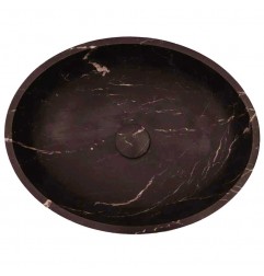 Black & Gold Honed Oval Basin Marble 4097 With Matching Pop-Up Waste