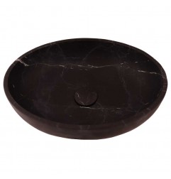 Black & Gold Honed Oval Basin Marble 4098 With Matching Pop-Up Waste