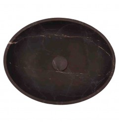 Black & Gold Honed Oval Basin Marble 4098 With Matching Pop-Up Waste